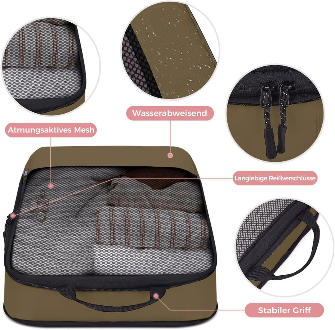 BAGLHER Packwürfel Kompression für die Reise - Extrem platzsparender Koffer-Organizer-Set, wasserdic