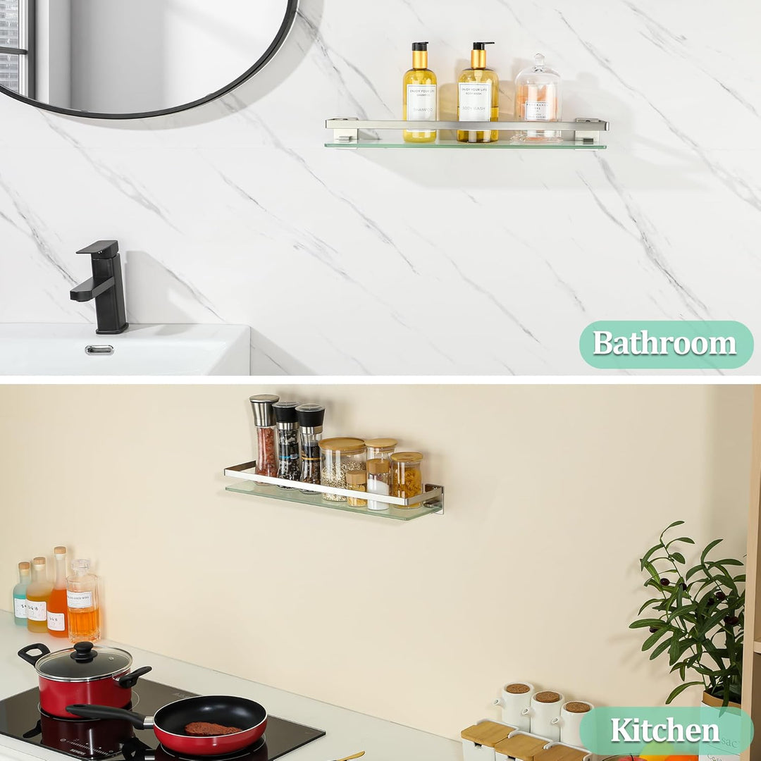 SAYAYO Duschablage Duschregal Edelstahl Glasregal Badezimmer Regal Gebürstet Shower Shelf Shampoo Ha