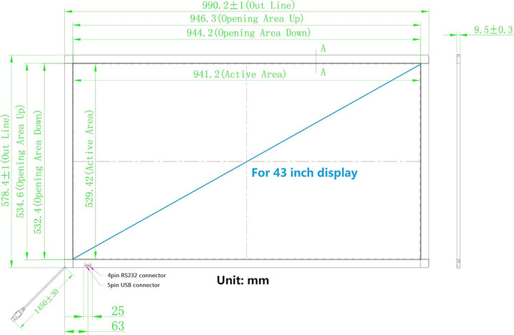 43 Zoll Infrarot-Touchscreen-Rahmen, IR-Touchscreen-Overlay, Touchscreen-Panel, Freier Treiber 43 in