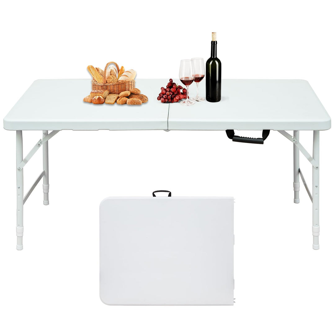 Klapptisch 125x61cm Kunststoff Klappbar Gartentisch Multifunktional Campingtisch mit Griff für BBQ,