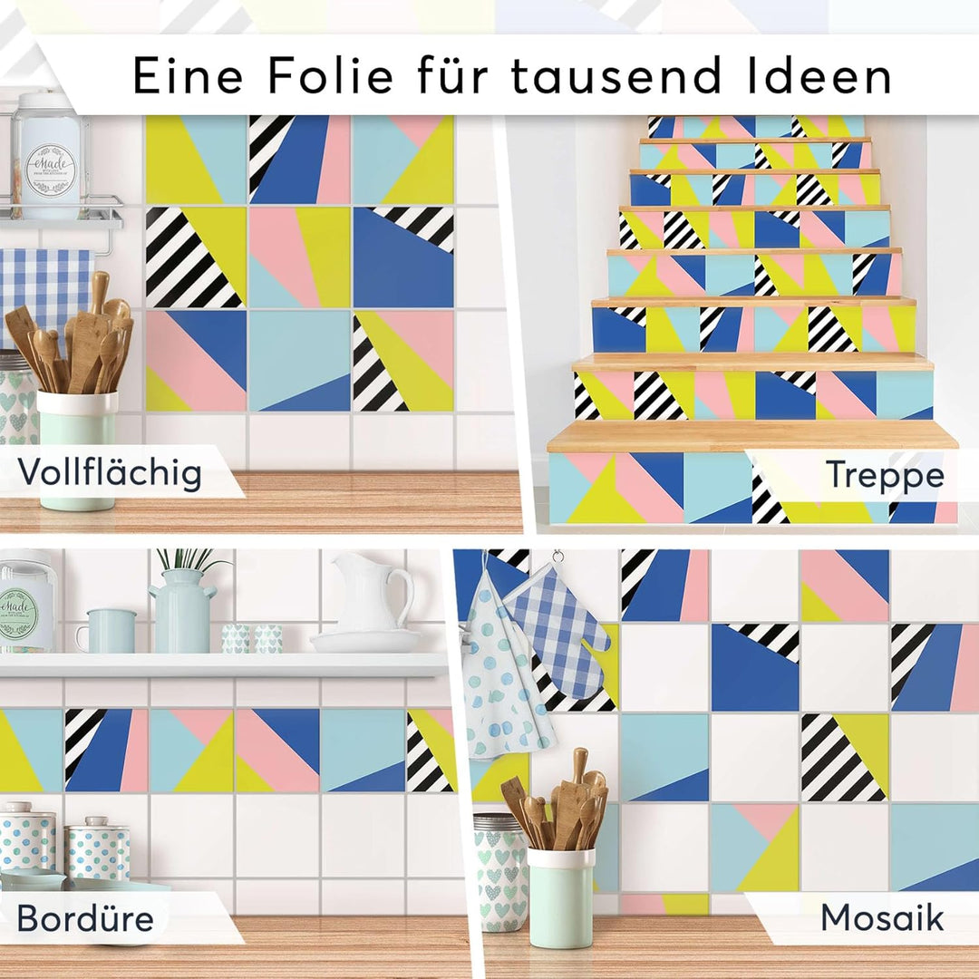 30 Stück Fliesenfolie für Bad und Küche 10x10 cm - Mosaikfliesen, Fliesensticker - Sticker Fliesen s