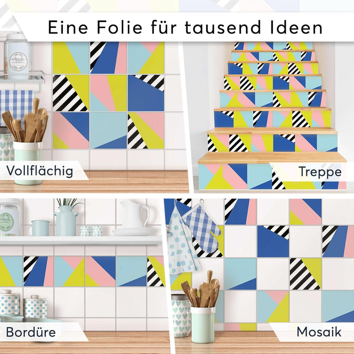 30 Stück Fliesenfolie für Bad und Küche 10x10 cm - Mosaikfliesen, Fliesensticker - Sticker Fliesen s