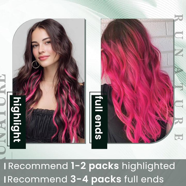 RUNATURE 40cm I Tip Human Hair Extensions Keratin Hot Pink Itips Hair Extensions Human Hair Rosa Sti