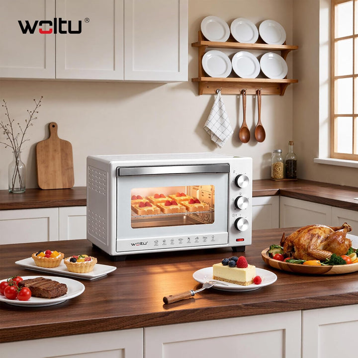WOLTU Mini Backofen 25 Liter, 1400 Watt Toasterofen | Pizzaofen | Krümelblech mit Timer Minibackofen