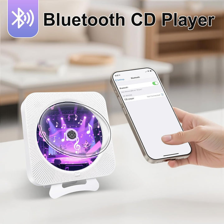 CD Player mit Radio Boombox - Canareen Upgrade Bluetooth CD Player mit Staubschutz & LED Bildschirm
