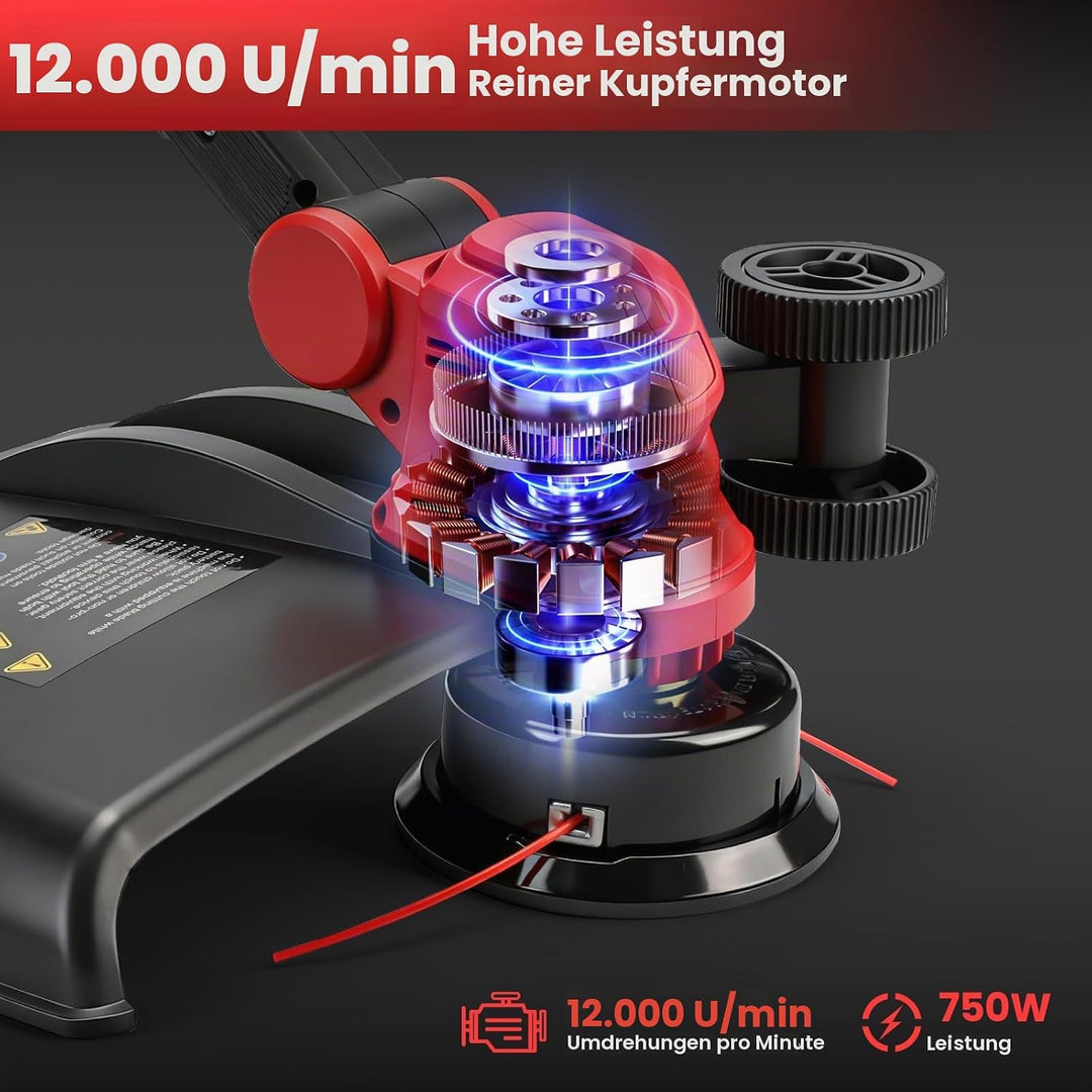 Akku Rasentrimmer kompatibel mit Milwaukee 18V Akku, 5-in-1 Bürstenloser Elektrischer Rasentrimmer,