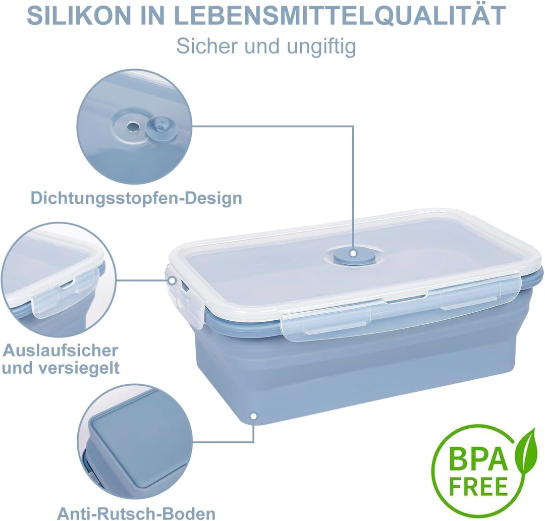 3 PACK 550ML Frischhaltedosen mit Deckel, Meal Prep Boxen, Faltbare Brotdose, Aufschnittboxen für Kü