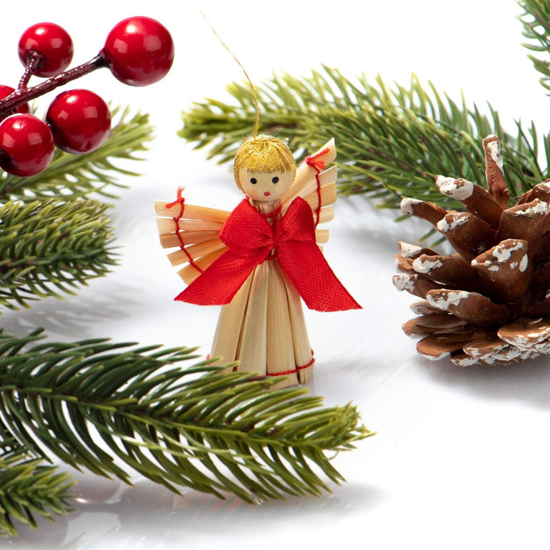 COM-FOUR® 52x Strohsterne im Mix-Set - Christbaum-Schmuck - Stroh-Anhänger für den Weihnachtsbaum -