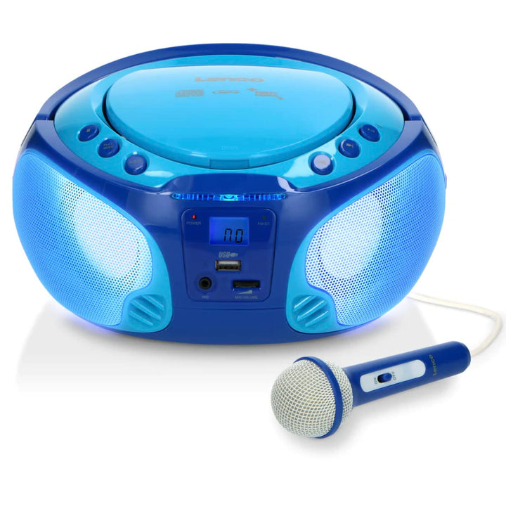 Lenco SCD-650 - tragbares CD-Radio - Kinder-Boombox - USB & Mikrofon - 6 Watt Boombox - USB Playback