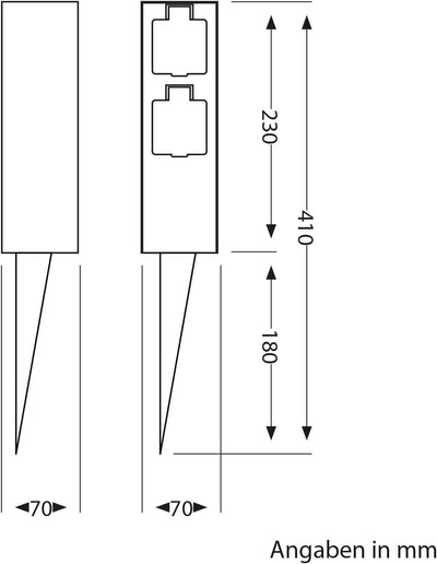 ledscom.de Garten-Steckdosen-Säule POMI mit Erdspiess für aussen, IP44, 2-Fach, anthrazit, eckig, 23