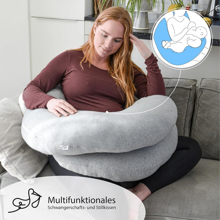 Ella Schwangerschaftskissen, U-förmiges Seitenschläferkissen, U-Kissen, Stillkissen mit waschbarem B