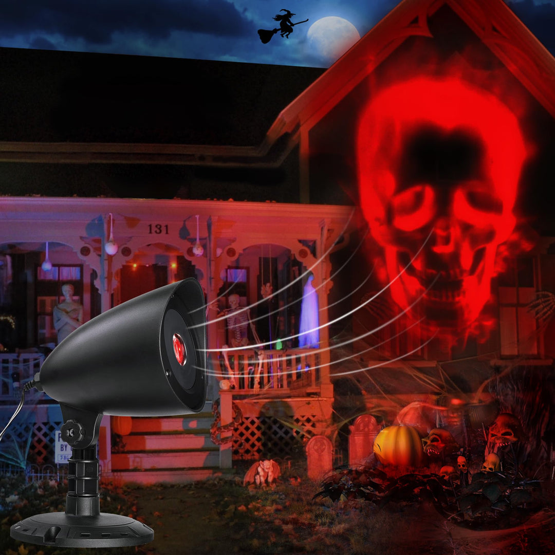 iShabao Halloween Deko Outdoor, 3D Dynamische Halloween Projektor mit Timer, Wasserdicht LED Projekt