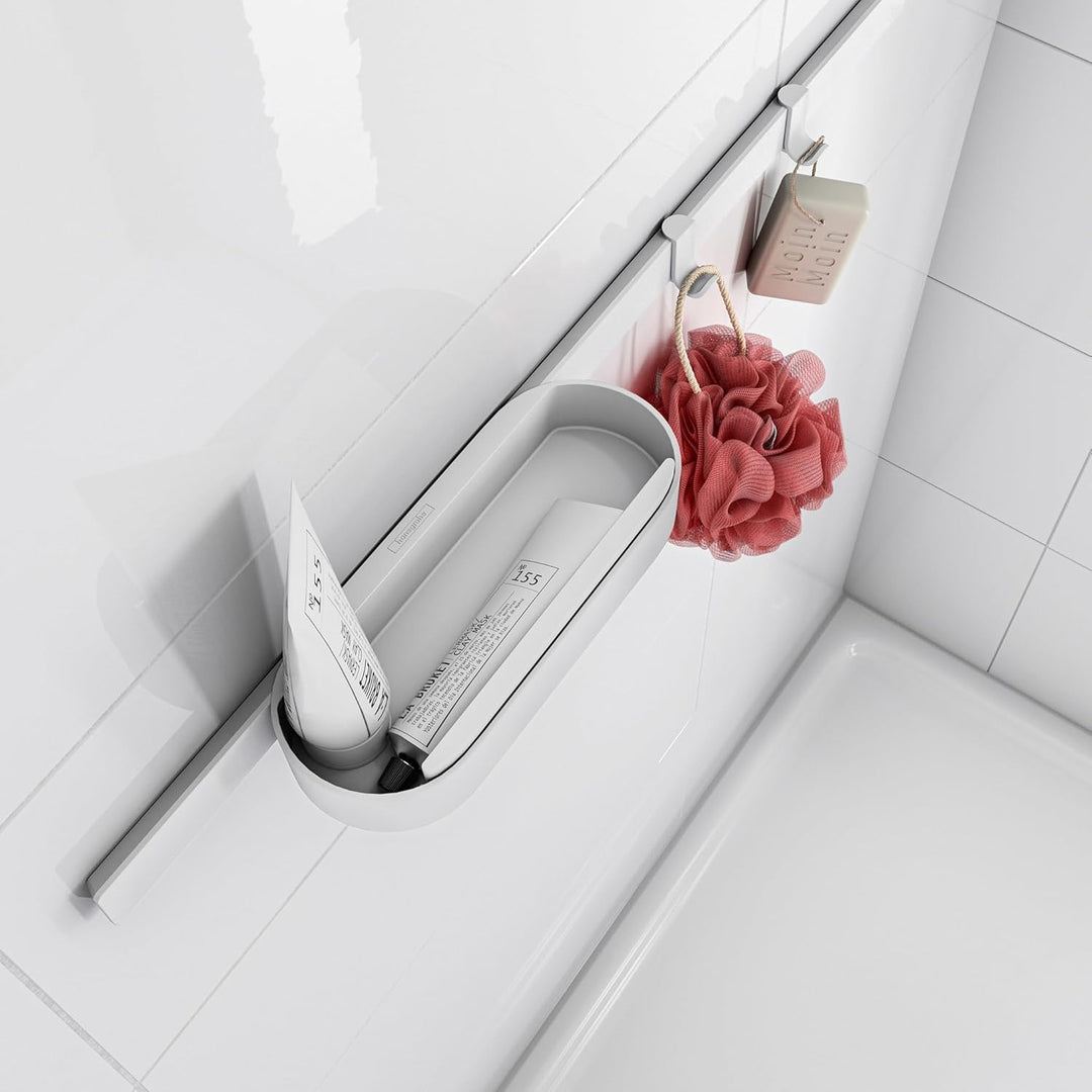 hansgrohe WallStoris - Ablagekorb, Duschablage ohne bohren, Duschkorb ohne bohren, Badezimmeraufbewa