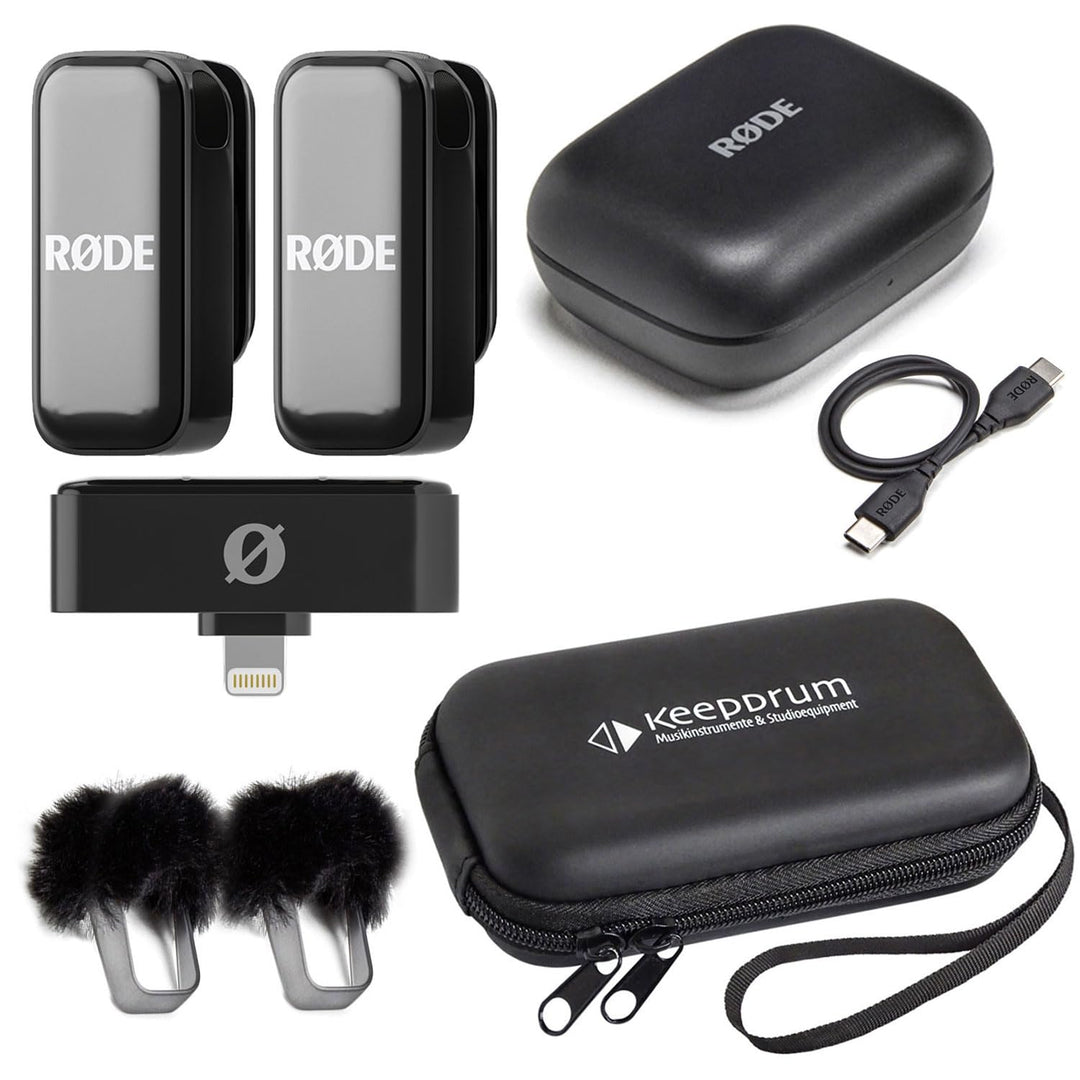 Rode Wireless Micro Drahtloses Mikrofon-System iOS Light-ning mit keepdrum Soft-Case Tasche
