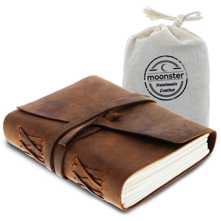 moonster Leder Notizbuch Journal - Antikes handgemachtes ledergebundenes Notizbuch für Sie und Ihn z