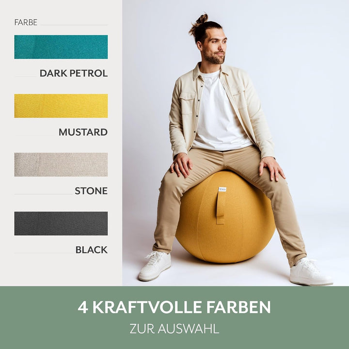 VLUV LEIV Stoff-Sitzball 60cm - 65cm Mustard, 60cm - 65cm Mustard