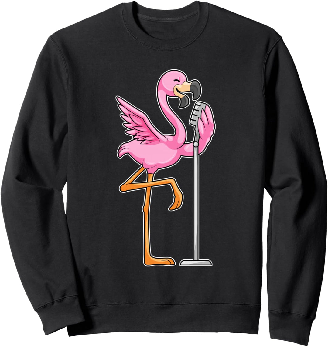Flamingo Sänger Mikrofon Musik Sweatshirt