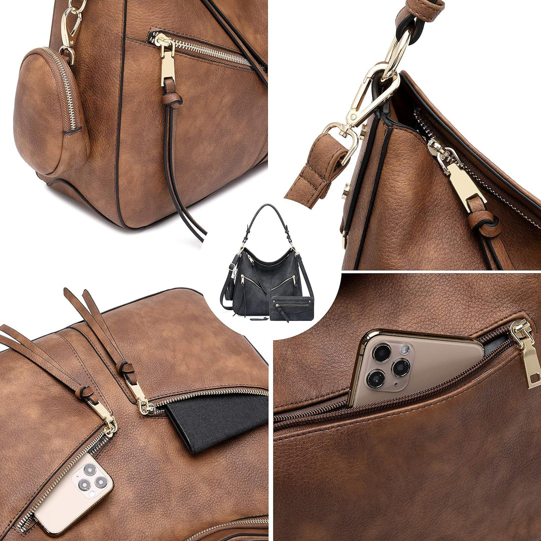 lapsting Damen Hobo hobo-handbags XL 3 Stück – Braun, XL 3 Stück – Braun