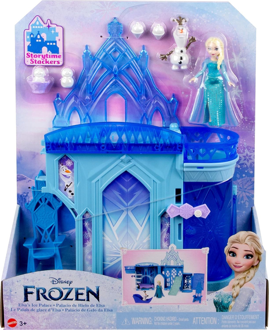 Mattel Disney Frozen - Disney „Die Eiskönigin“ Spielzeug, Elsas Stapelschloss Puppenhaus-Spielset mi