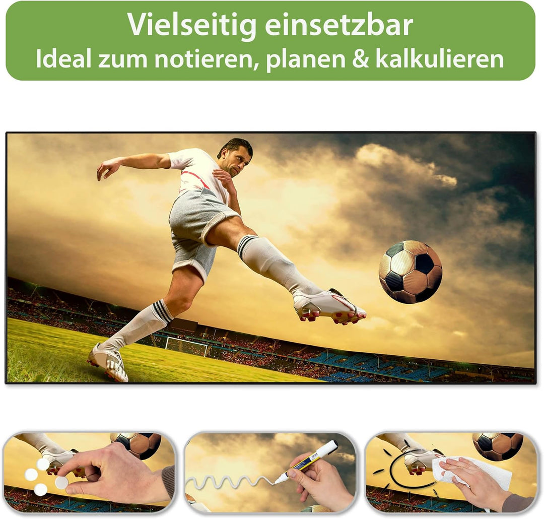 banjado Magnettafel schwarz 78 x 37cm / Magnetwand Metall/Magnetpinnwand als Memoboard/Pinnwand Magn