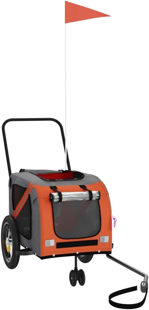 vidaXL Fahrradanhänger Hunde Hundeanhänger Hundetransporter Oxford-Gewebe Eisen Orange 122 x 52 x 53