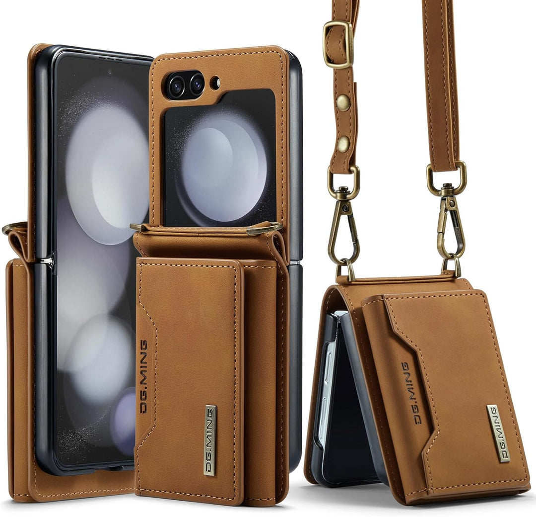 UDBKKDX Brieftasche Handyhülle für Samsung Galaxy Z Flip 4, hülle Mattes Leder mit Ständer Kameralin