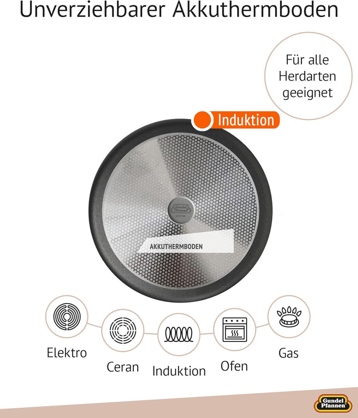 Original Gundel GUSS-BRATEN-TOPF INDUKTION, Ø 24 cm, Höhe 10,5 cm, Schmortopf BIOTAN-Oberfläche, bac