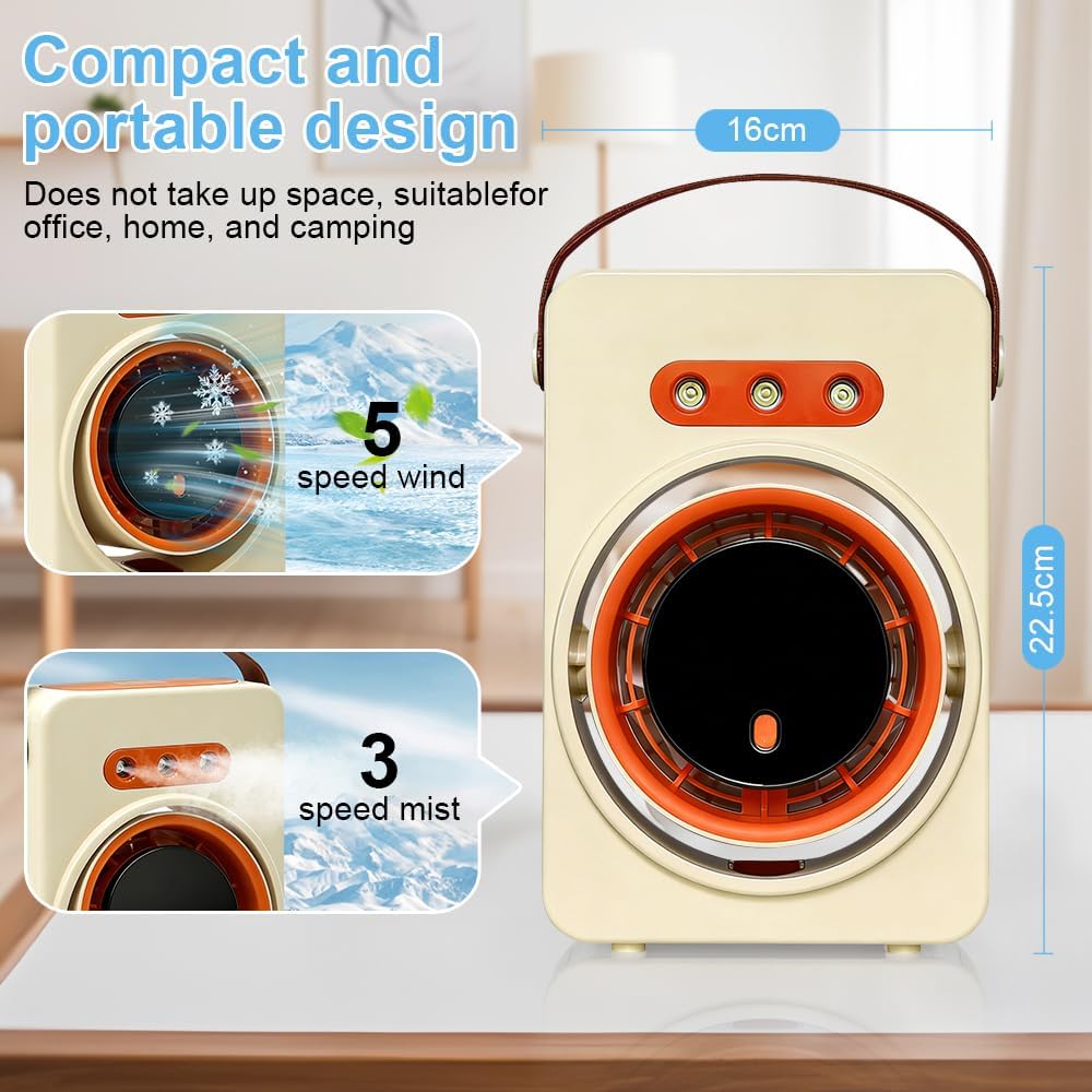 Mini Klimaanlage Mobil Portable, Ventilator Leise mit Wasserkühlung, Luftkühler mit Wasser, usb Vent