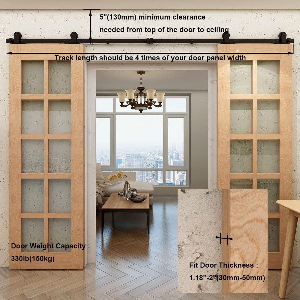 Schiebetürbeschlag Doppeltür 305cm Schiebetüren Schiebetürsystem Komplettset Laufschiene Rollen Set