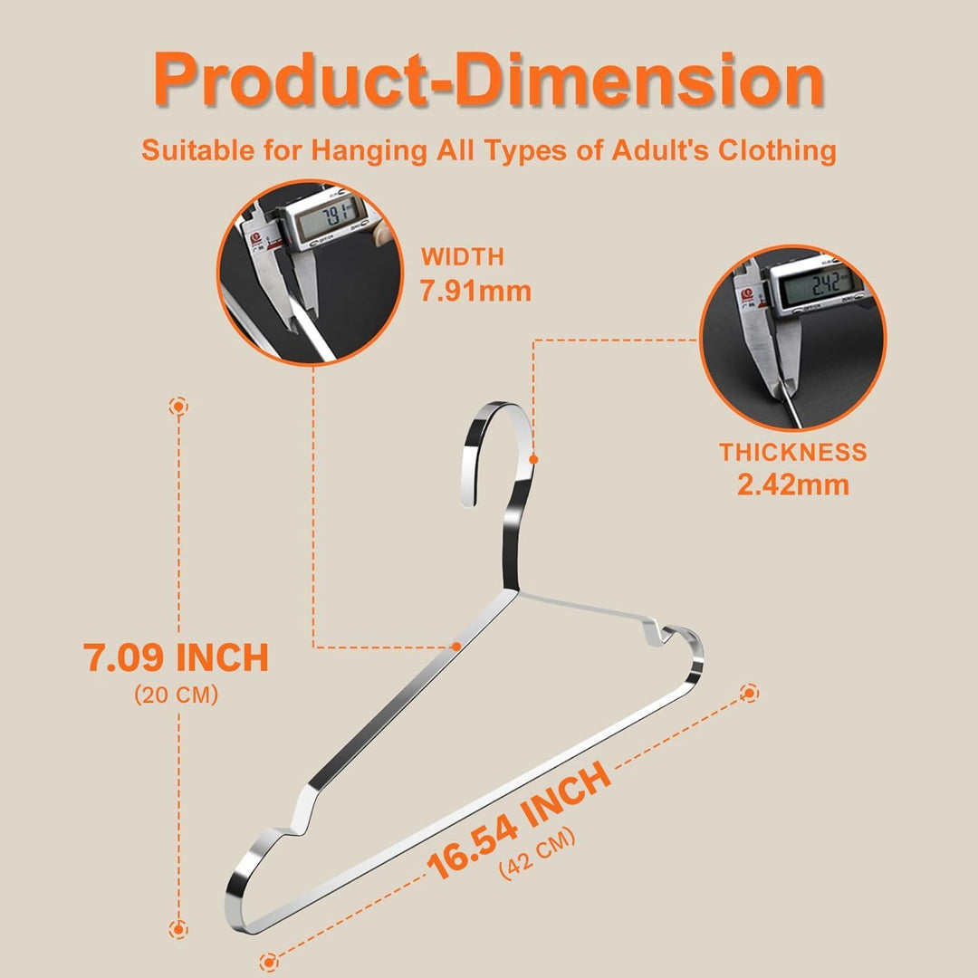 Jiang&Rong 20er-Pack Metall-Kleiderbügel, 42 cm Edelstahl-Kleiderbügel, platzsparend, rutschfest, ro