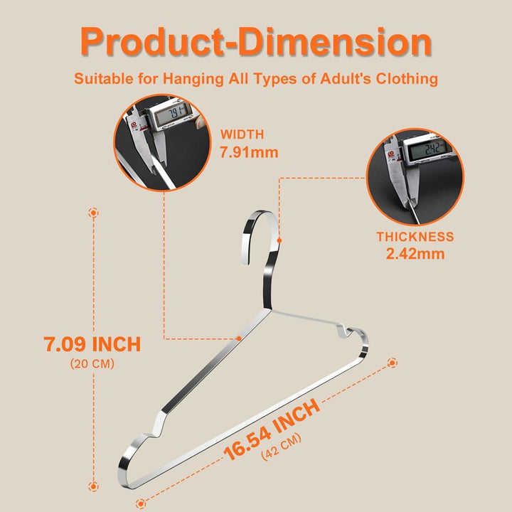 Jiang&Rong 20er-Pack Metall-Kleiderbügel, 42 cm Edelstahl-Kleiderbügel, platzsparend, rutschfest, ro