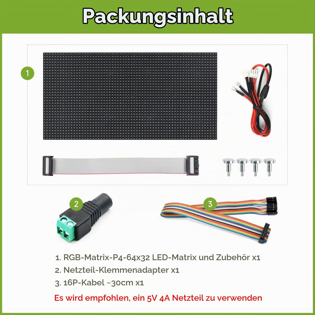 Waveshare RGB Full-Color LED Matrix Panel 4mm Pitch 64×32 Pixels 2048 Individual RGB LEDs Adjustable