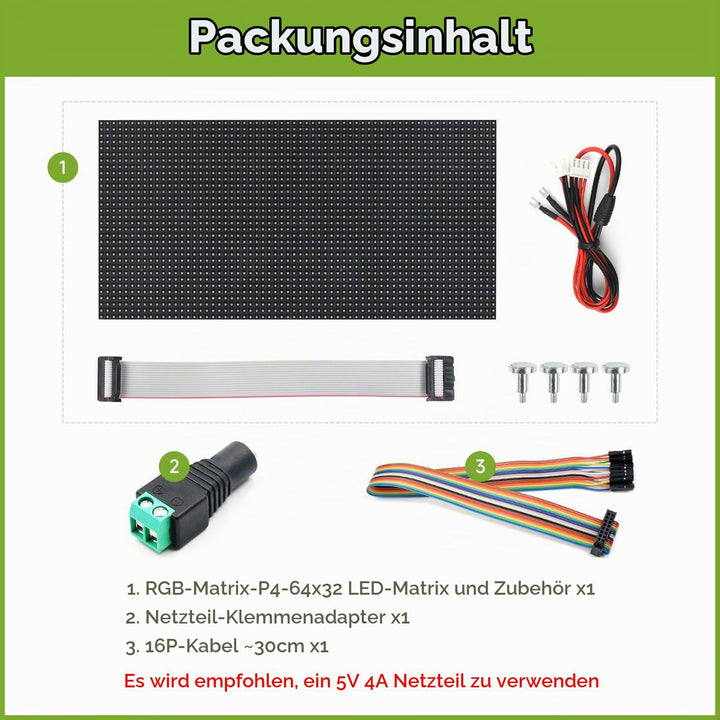 Waveshare RGB Full-Color LED Matrix Panel 4mm Pitch 64×32 Pixels 2048 Individual RGB LEDs Adjustable