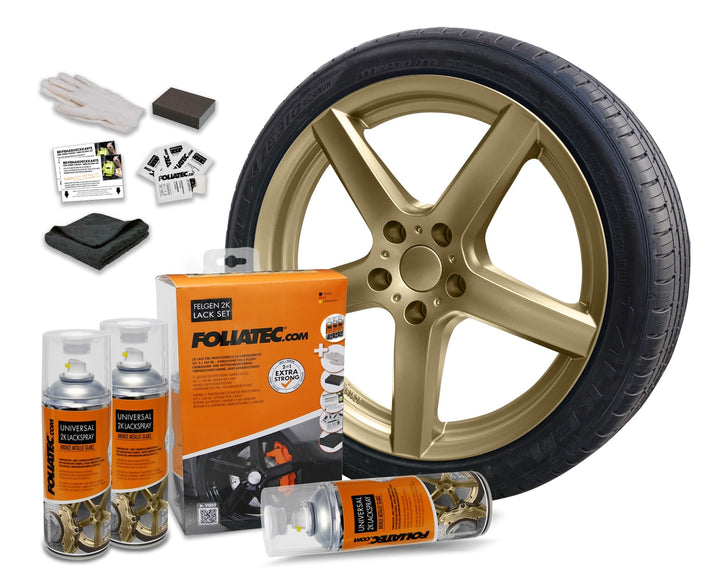 Foliatec Felgen 2K Lack Set Felgenlack Lackspray, bronze metallic glänzend, 3 x 400 ml, Bronze Metal