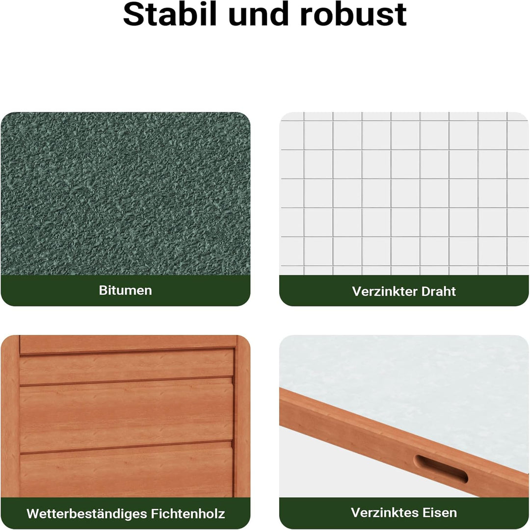 Wiltec XXL Hasenstall 1560 x 520 x 680 mm mit Freilaufgehege und erhöhtem Unterschlupf aus Fichtenho