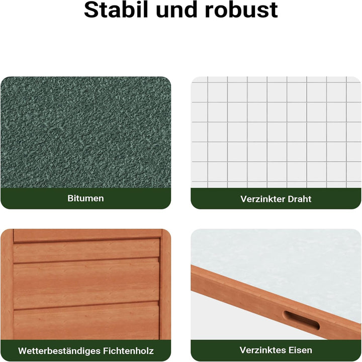 Wiltec XXL Hasenstall 1560 x 520 x 680 mm mit Freilaufgehege und erhöhtem Unterschlupf aus Fichtenho