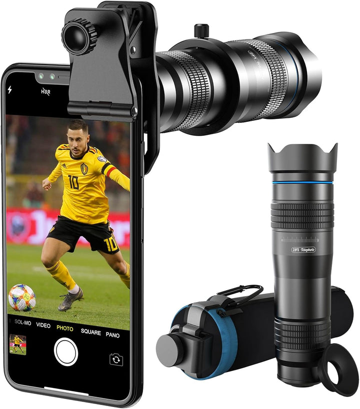 Apexel HD Handyobjektiv 28X Teleobjektiv mit Auslöser für iPhone Samsung, Huawei, Xiaomi Android Sma