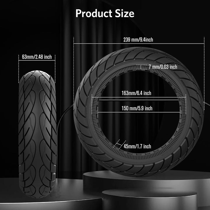 OUXI 10×2.5 Zoll Ersatz-Vollgummireifen 60/70-6.5 für Ninebot G30 Max /G30D mit 1 Montagewerkzeug fü