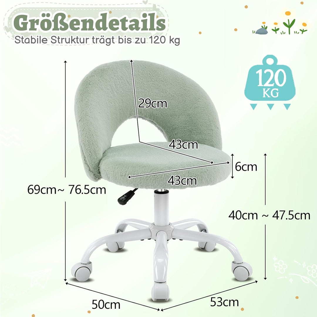 Bonnlo Homeoffice Stuhl, Schreibtischstuhl, Schminktisch Stuhl, Bürostuhl ohne Armlehnen, Drehstuhl