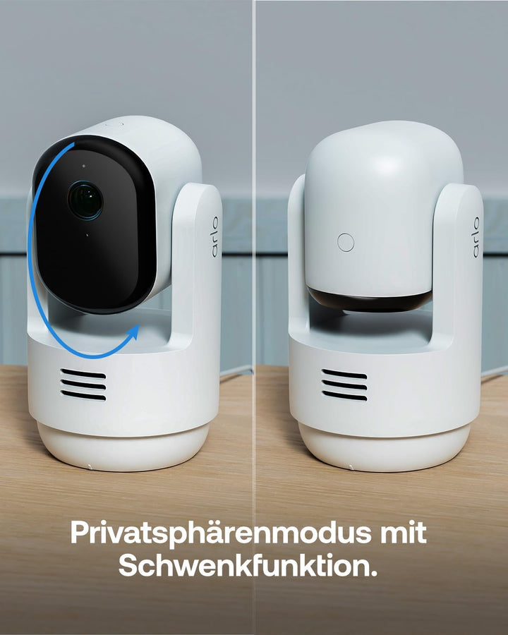 Arlo Indoor 3 HD PTZ Überwachungskamera Innen, 2er Set, HD Video, 360º Schwenkbar, 2-Wege-Audio, Bew