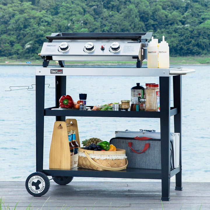 Royal Gourmet Servierwagen 3-Etagen mit Müllsackhalter Küchenwagen Edelstahl Beistelltisch Outdoor P