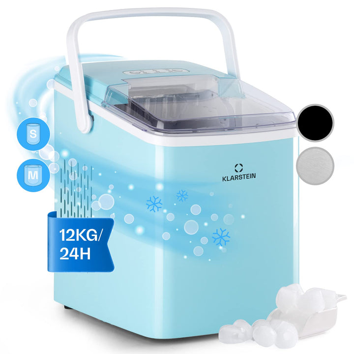 Klarstein Arctic Porter Ice Cube Maker, 12kg/24h, 2 Sizes, Production Time: 8 Minutes, Ice Cubes Per