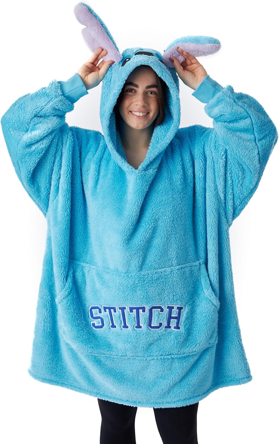 Disney Lilo & Stitch Optionen für tragbare Decken-Hoodies für Damen von Stitch Einheitsgrösse Blau,
