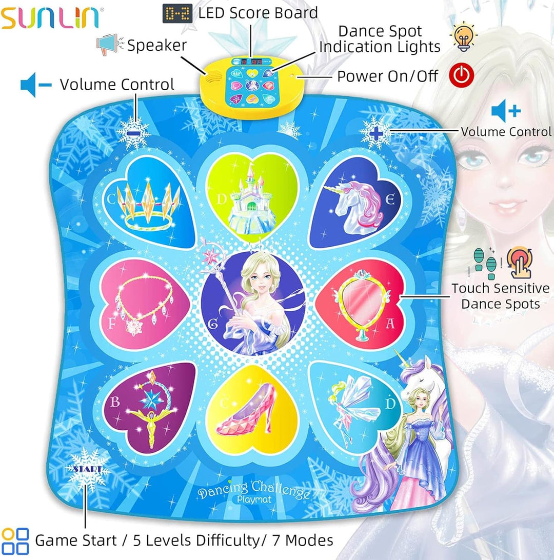 SUNLIN Tanzmatte, Spielzeug Geschenk für Mädchen von 3 4 5 6 Jahren, Frozen Thema mit 7 Spielmodi, 5