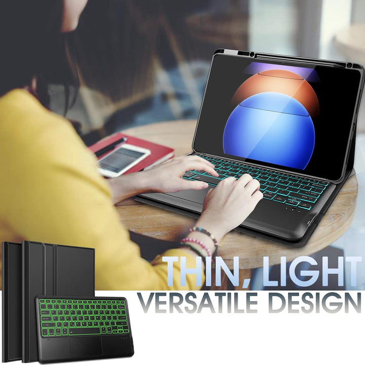 Wineecy Beleuchtete Tastatur Hülle für Xiaomi Pad 6S Pro 12.4 Zoll Tablet 2024, Magnetisch Abnehmbar