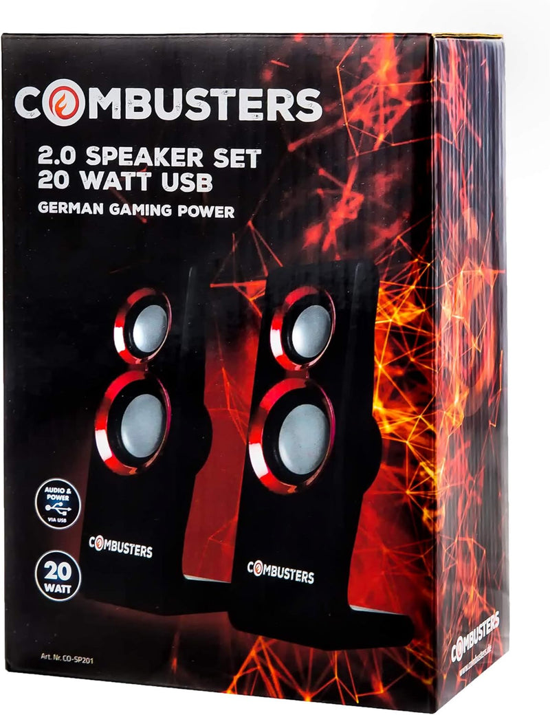 Combusters USB Design Lautsprecher Box Boxen Pc Tower Computer Laptop Notebook schwarz rot Speaker S