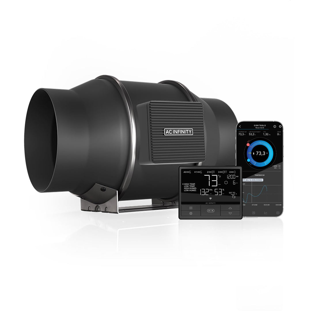 AC Infinity CLOUDLINE T6, Quiet 6” Inline Duct Fan with Temperature Humidity Controller, Bluetooth A