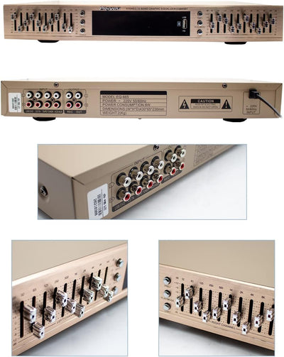 Toplionace EQ665 Stereo Equalizer, 220V Hifi Home EQ Equalizer Dual-10 BAND-Stereo Höhen Alt Bass Re