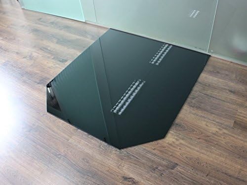 Sechseck 120x130cm Glas schwarz - Funkenschutzplatte Kaminbodenplatte Glasplatte f. Kaminofen (Schwa