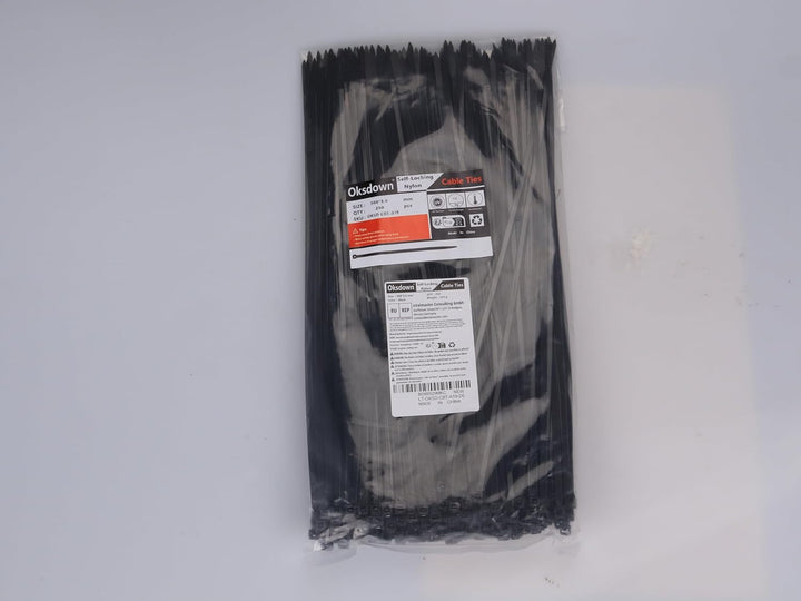 Kabelbinder Schwarz 300mm × 3,6mm Nylon 250 Stück UV Beständig Kunststoff Schwarze Kabelbinder Zugfe